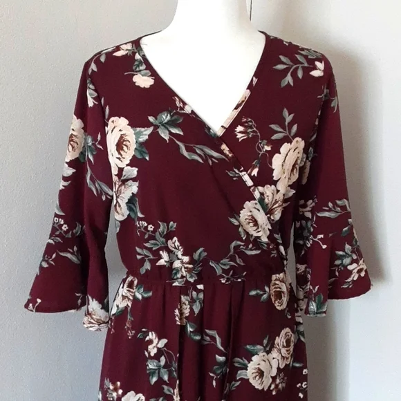 Miami Long Maxi Dress Romper Burgundy Size Large - Picture 3 of 10